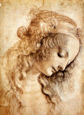 Esquisse aux pastels secs de Léonard de Vinci, période Renaissance